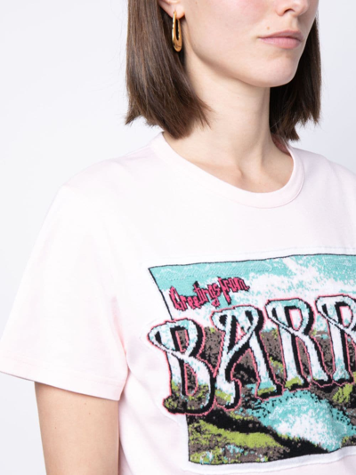 Shop Barrie Graphic-print Cotton T-shirt In Pink