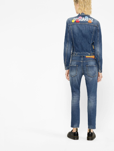 Dsquared2 X Pac-man Appliqué Denim Jacket In Blue