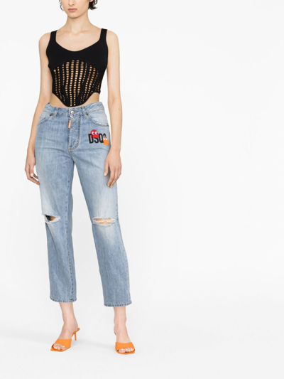 Dsquared2 Distressed Cropped Jeans In Blue