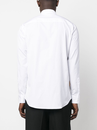 Shop Dsquared2 Logo-print Long-sleeve Cotton Shirt In White