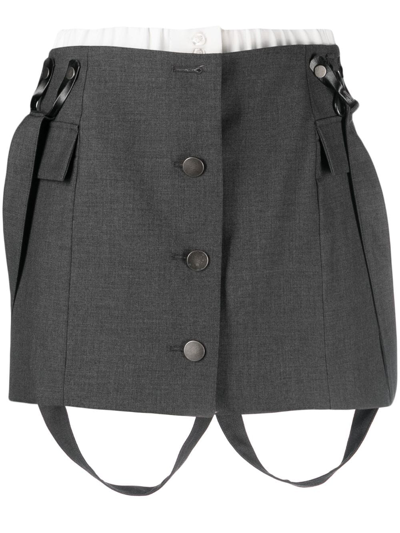 Shop Remain Suspenders Button-up Miniskirt In Grey