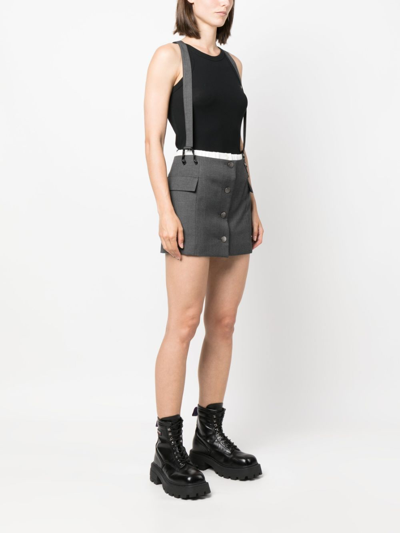 Remain Birger Christensen Suspenders Button-up Miniskirt In Grey