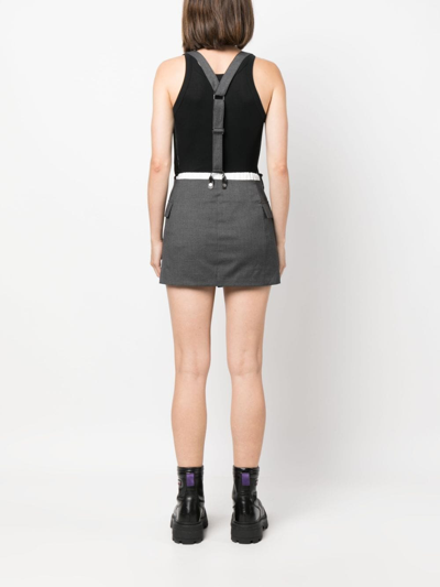 Shop Remain Suspenders Button-up Miniskirt In Grey