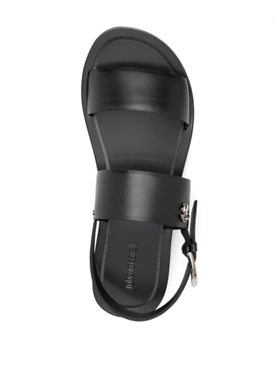 Shop Roberto Cavalli Logo-plaque Leather Sandals In Black