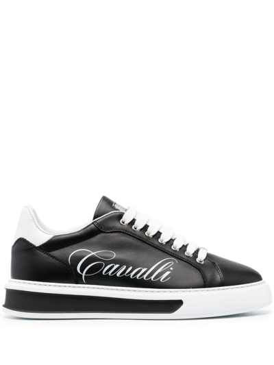 Shop Roberto Cavalli Lace-up Low-top Sneakers In Black