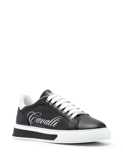 Shop Roberto Cavalli Lace-up Low-top Sneakers In Black