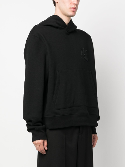 Shop Amiri Logo-embroidered Cotton Hoodie In Black