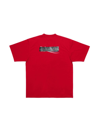 Shop Balenciaga Logo-print Cotton T-shirt In Red