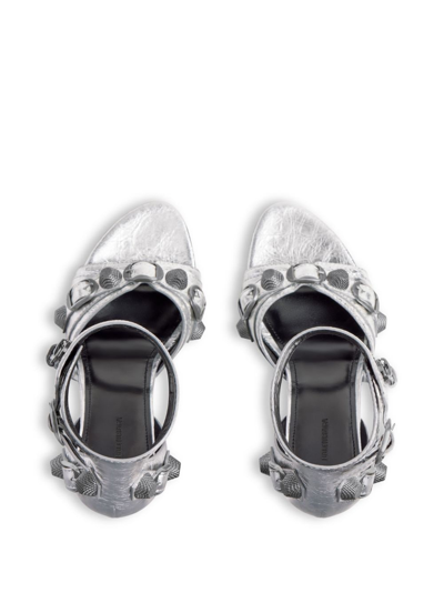 Balenciaga White Cagole Sandals With Studs In Silver