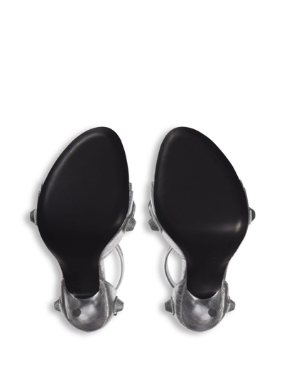 Balenciaga White Cagole Sandals With Studs In Silver