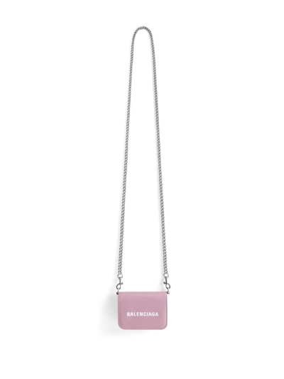 Shop Balenciaga Cash Mini Wallet On Chain In Pink