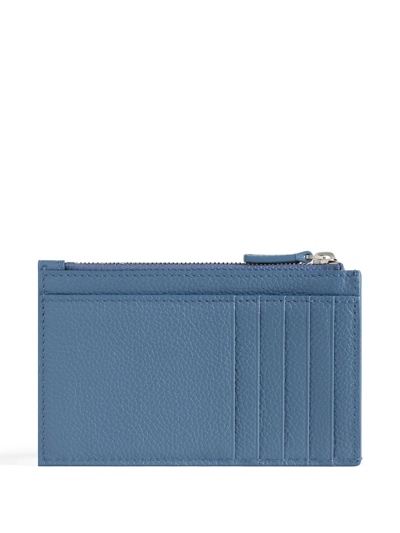 Shop Balenciaga Logo-print Leather Wallet In Blue