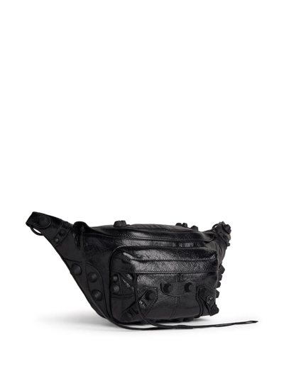 Shop Balenciaga Cagole Leather Belt Bag In Black