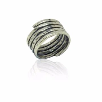 Shop Silver Jewellery Silver Spiral Ring In Metallic