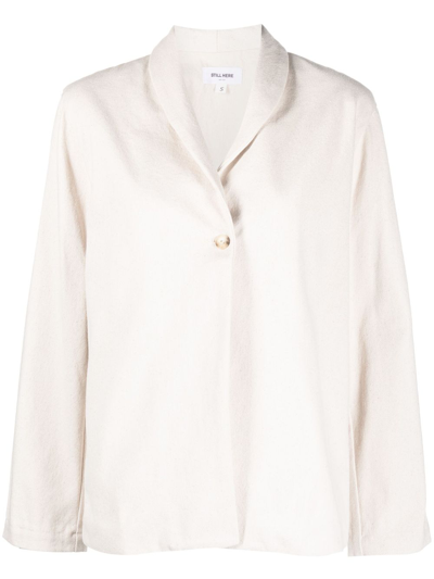 Shop Still Here White Single Breasted Jacket In Neutrals