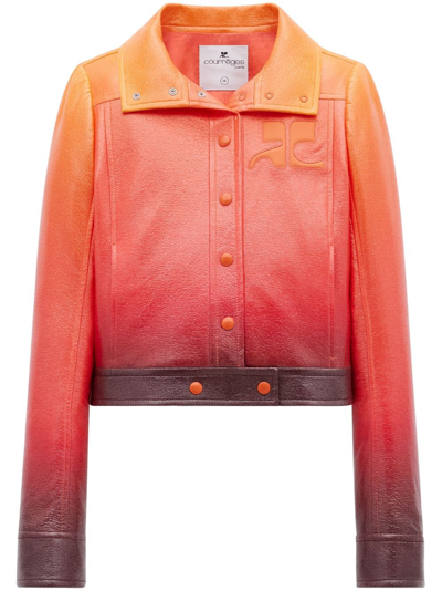 Shop Courrèges Vinyle Jacket With Shaded Effect In Yellow & Orange