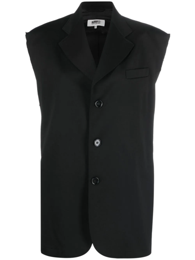 Shop Mm6 Maison Margiela Waistcoat With Frayed Edges In Black