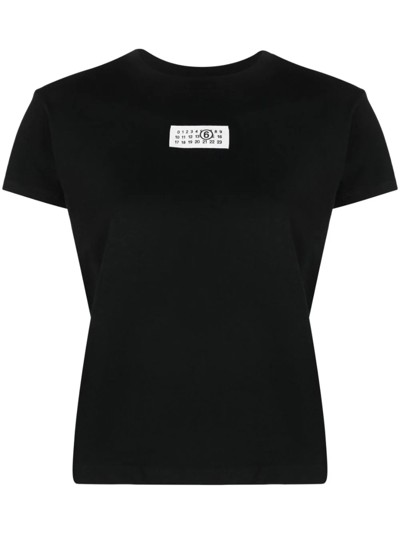 Shop Mm6 Maison Margiela T-shirt With Application In Black