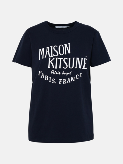 Shop Maison Kitsuné Blue Cotton T-shirt In Navy