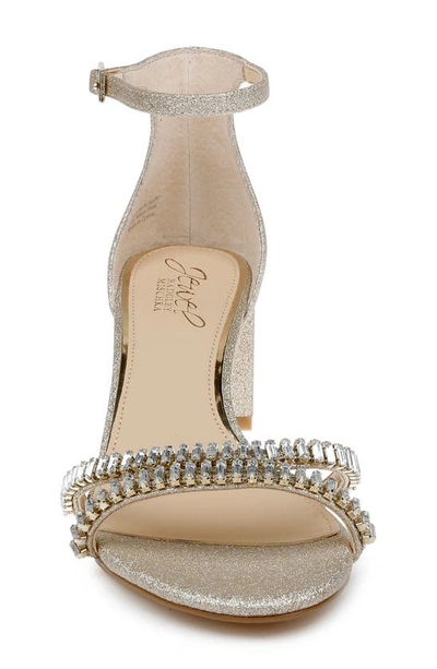 Shop Jewel Badgley Mischka Joanne Embellished Block Heel Sandal In Light Gold