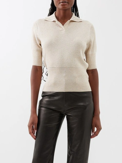 Proenza Schouler Women's Metallic Knit Polo Top In Champagne