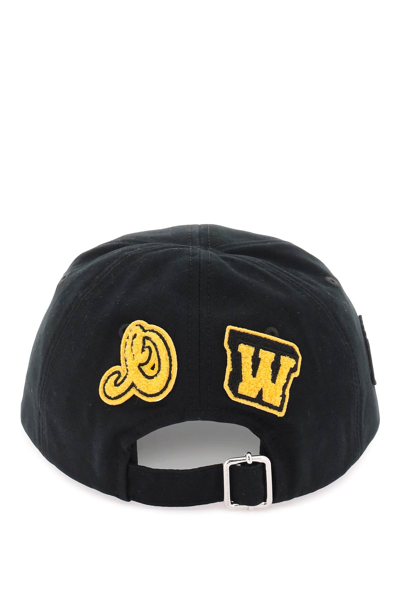 Shop Off-white Baseball Cap With Patch In Black Yellow (black)
