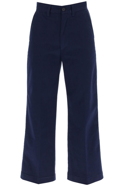 Shop Polo Ralph Lauren Wide Leg Chino Pants In Newport Navy (blue)