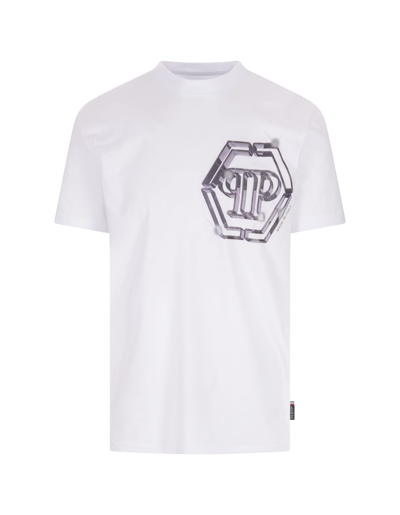 Shop Philipp Plein White Pp Glass T-shirt In Bianco