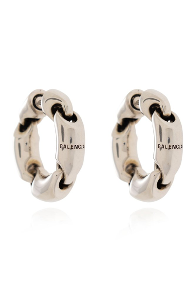Shop Balenciaga Solid 2.0 Hoop Earrings In Silver