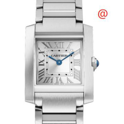 Shop Cartier Tank Francaise Quartz Silver Dial Ladies Watch Wsta0065 In Blue / Silver