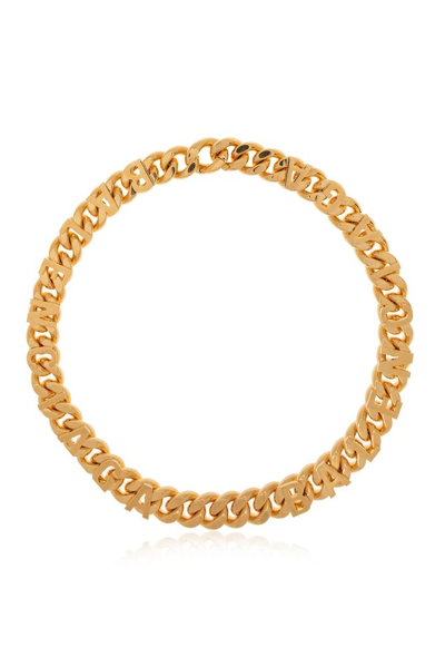 Shop Balenciaga Logo Detailed Chain Necklace In Gold