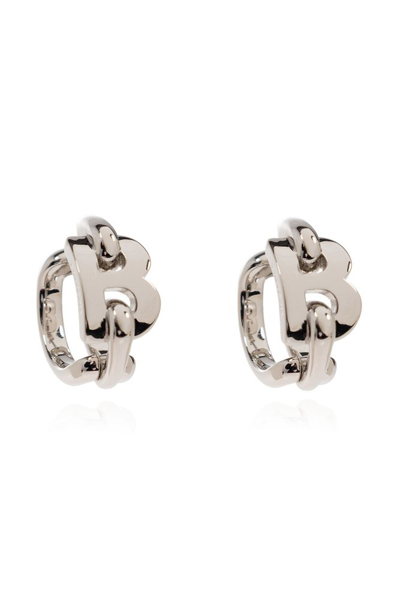 Shop Balenciaga B Logo Earrings In Silver