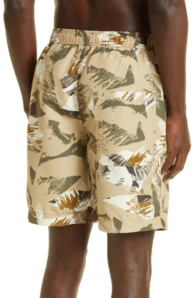 Shop Isabel Marant Hydra Abstract Camo Swim Trunks In Beige