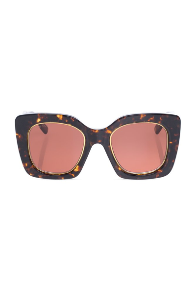 Shop Gucci Eyewear Oversized Square Framed Sunglasses In Multi