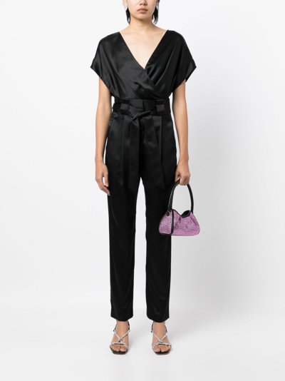 Shop Michelle Mason Pleat-detail High-waist Silk Trousers In Black