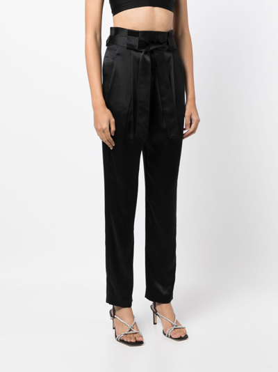 Michelle Mason Pleat-detail High-waist Silk Trousers In Black