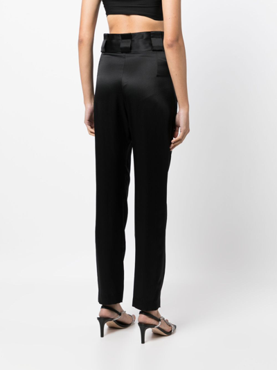 Shop Michelle Mason Pleat-detail High-waist Silk Trousers In Black