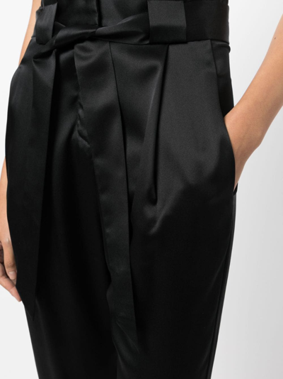 Shop Michelle Mason Pleat-detail High-waist Silk Trousers In Black