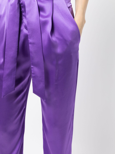 Michelle Mason High-waisted Pleated Silk Trousers In Purple