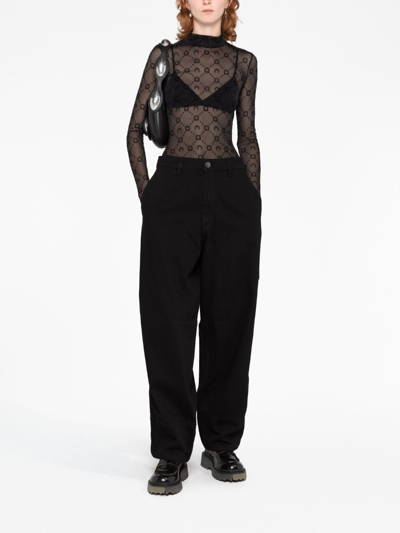 Shop Charles Jeffrey Loverboy Embellished Wide-leg Jeans In Black