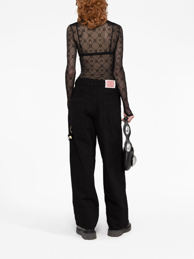 Shop Charles Jeffrey Loverboy Embellished Wide-leg Jeans In Black