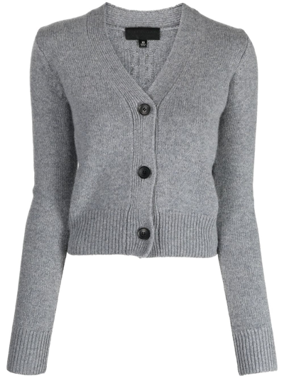 Shop Nili Lotan Intarsia-knit Cashmere Cardigan In Grey