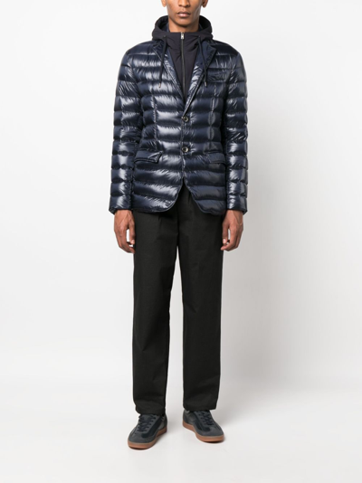 Shop Herno Feather-down Padded Blazer In Blue