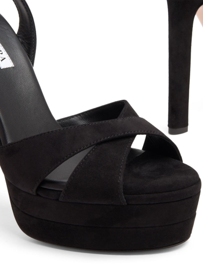 Shop Aquazzura 130mm Suede Platform Sandals In Black