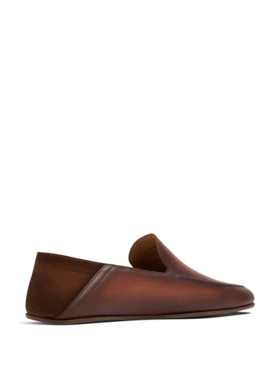 Magnanni Heston Almond-toe Leather Slippers In Brown