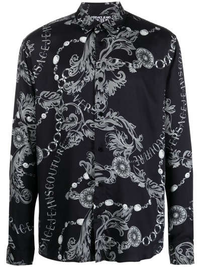 Shop Versace Jeans Couture Chain Couture Long-sleeve Shirt In Black