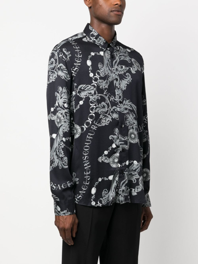 Shop Versace Jeans Couture Chain Couture Long-sleeve Shirt In Black