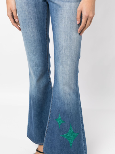 Shop Madison.maison Star-print High-rise Flared Jeans In Blue