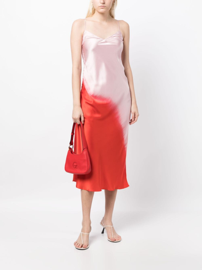 Shop Alejandra Alonso Rojas Gradient-effect Silk Midi Dress In Red