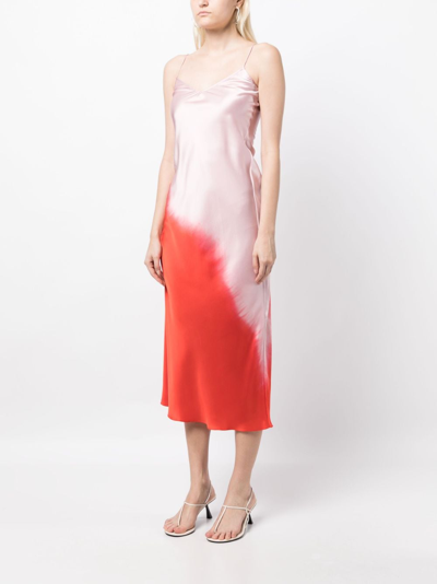 Shop Alejandra Alonso Rojas Gradient-effect Silk Midi Dress In Red